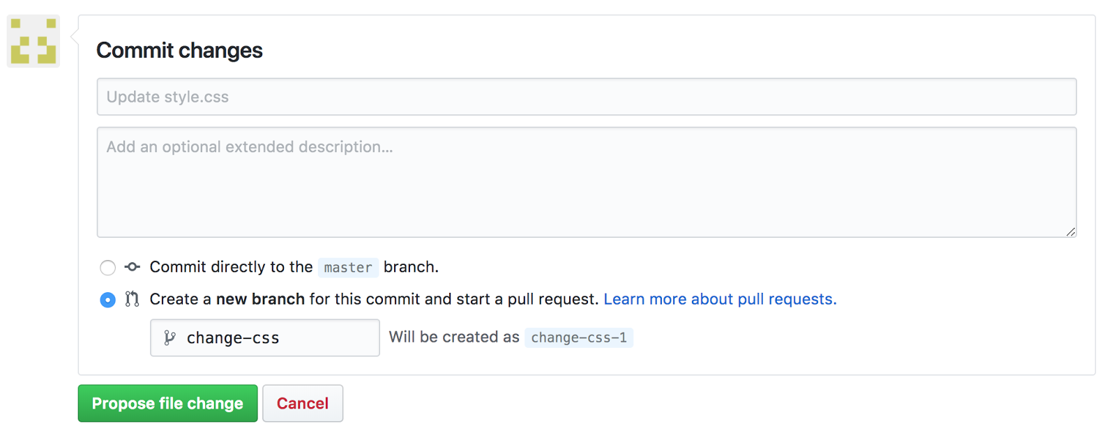 Committing changes to new branch